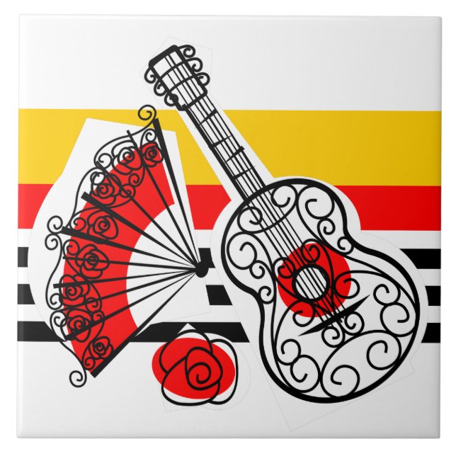 Spanish Souvenirs Classic Stripe Ceramic Tile (Front)