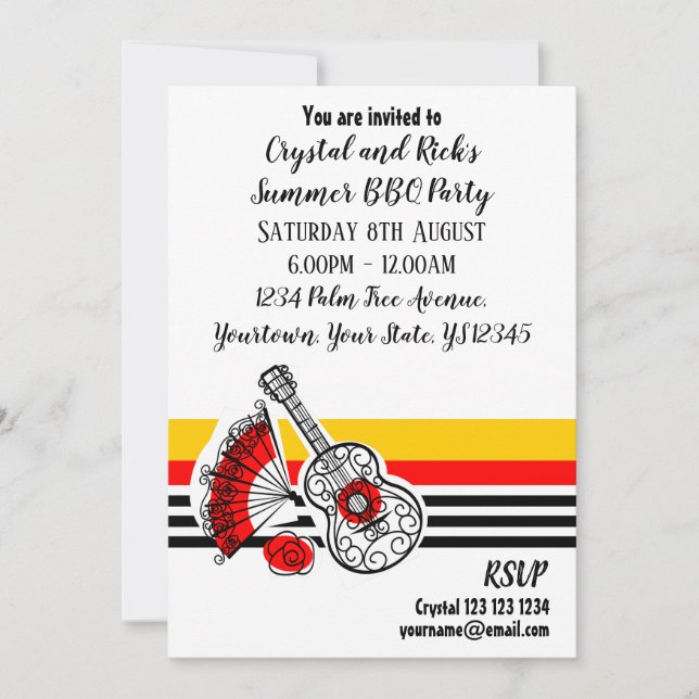 Spanish Souvenirs Classic Stripe front text Invitation (Front)