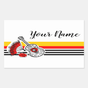 Spanish Souvenirs Classic Stripe Name rectangle Rectangular Sticker