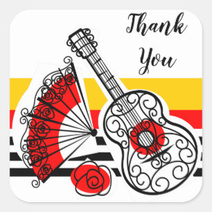 Spanish Souvenirs Classic Stripe Thank You square Sticker