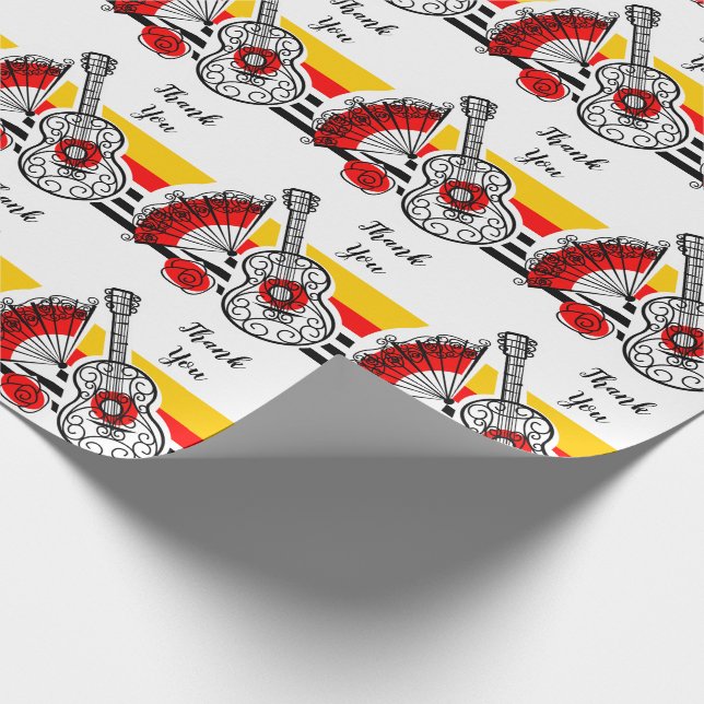 Spanish Souvenirs Classic Stripe Thank You Wrapping Paper (Corner)