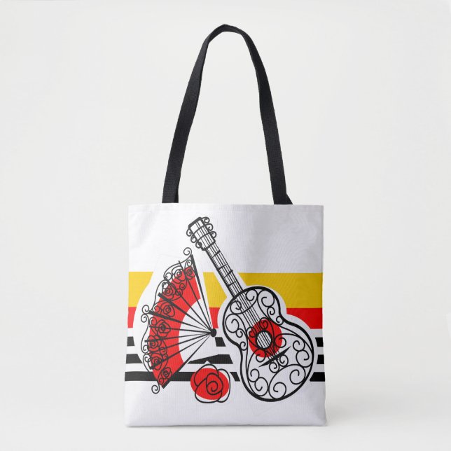 Spanish Souvenirs Classic Stripe yellow back Tote Bag (Front)