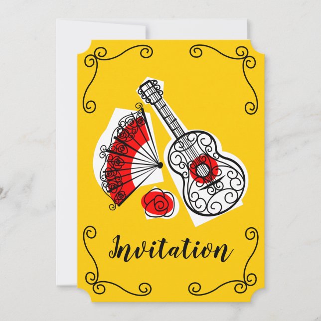 Spanish Souvenirs Corners Invitation vertical (Front)