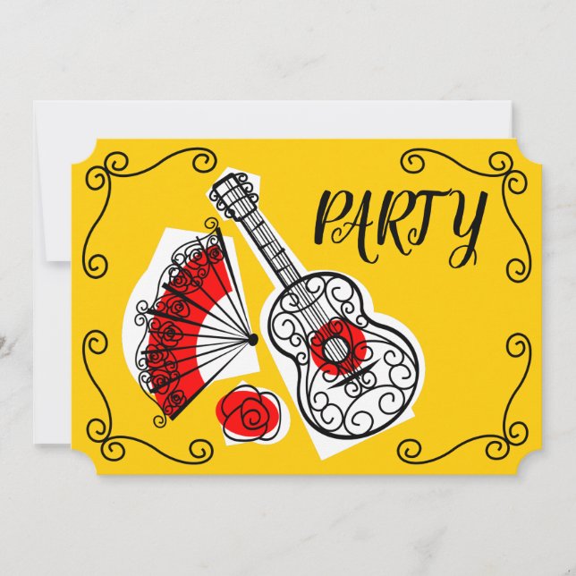 Spanish Souvenirs Corners Party horizontal Invitation (Front)