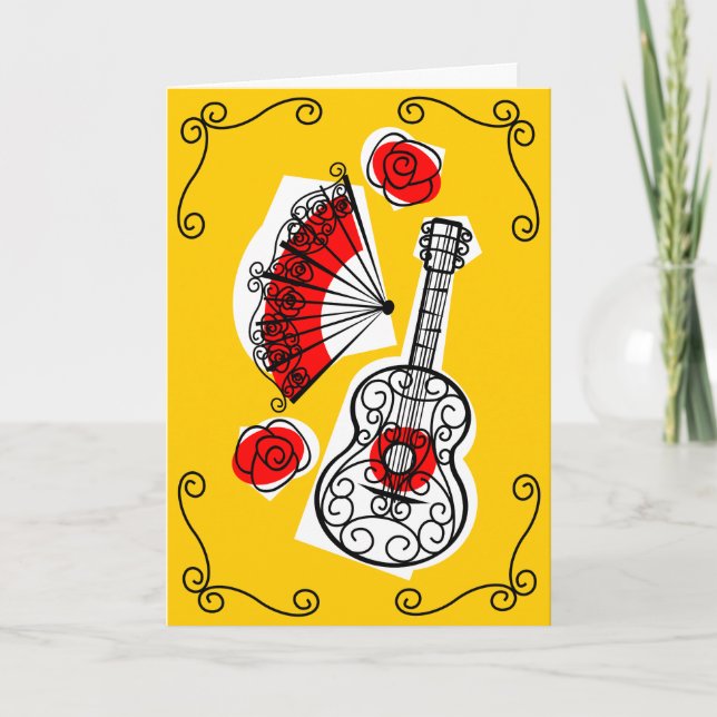 Spanish Souvenirs Corners vertical greetings card (Front)