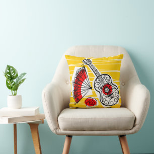 Spanish Souvenirs group red back square Cushion