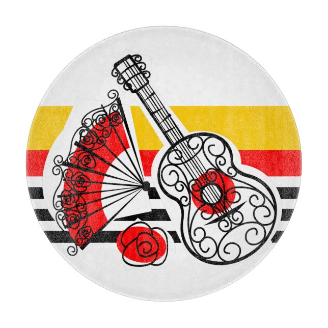 Spanish Souvenirs Stripe Classic cutting round Cutting Board (Front)