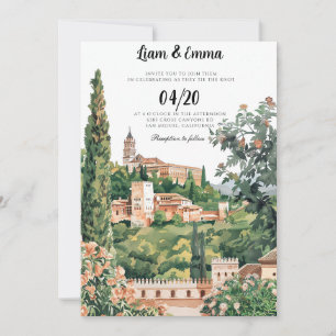 Spanish Spain landscape Destination Wedding Invita Invitation