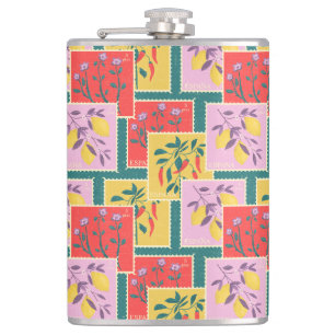 Spanish stamps hip flask
