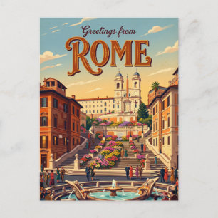 Spanish Steps Italy Postcard