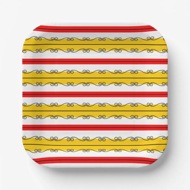 Spanish Stripe paper plate square (Front)