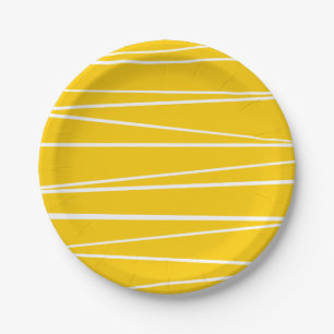 Spanish Stripe Yellow round Paper Plate