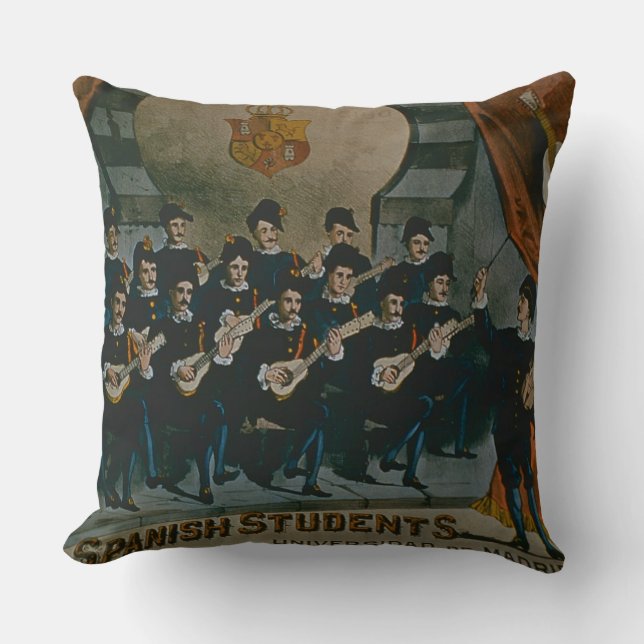 'Spanish Students, University of Madrid' (colour l Cushion (Front)