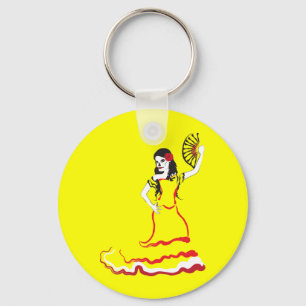 spanish sugar skull dancer key ring