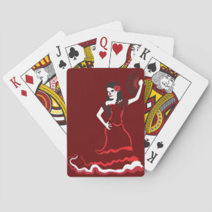 spanish sugar skull dancer playing cards