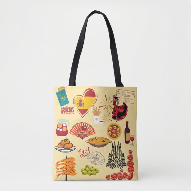  Spanish Symbols Travel Lovers Tote Bag (Front)