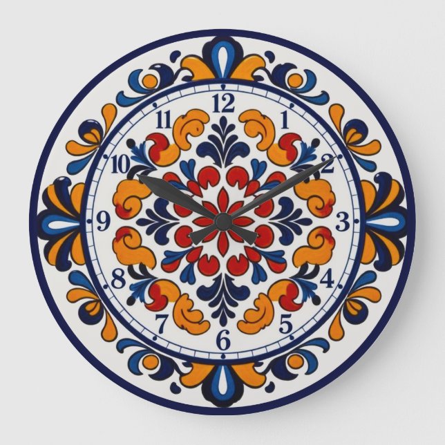 Spanish Talavera Style Numbered Clock (Front)
