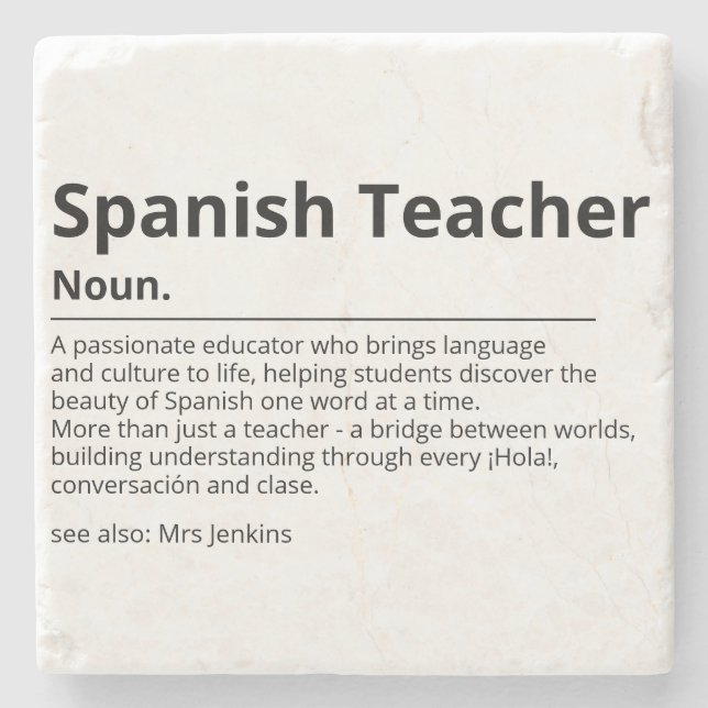 Spanish Teacher Coaster Gift | Language Teacher Ap (Front)