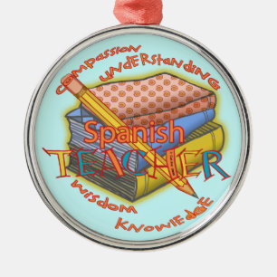 Spanish Teacher deluxe round ornament