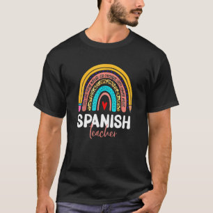 Spanish Teacher Leopard Rainbow Back To School Esp T-Shirt
