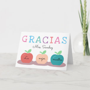 Spanish Teacher/Maestra Thank You with Apples Card