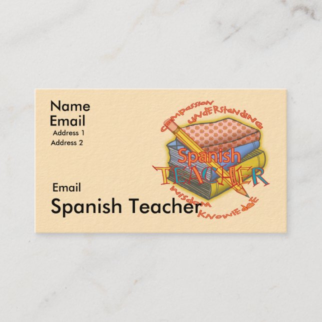 Spanish Teacher Motto  Business Card (Front)
