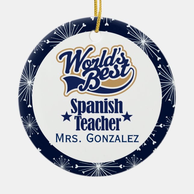 Spanish Teacher Personalised Gift Ornament (Front)