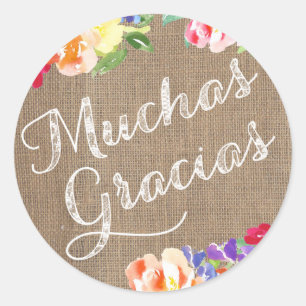 Spanish Thank You Small Stickers   Muchas Gracias