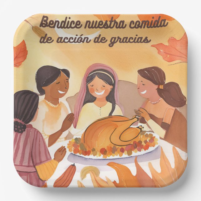 Spanish thanksgiving prayer paper plate (Front)
