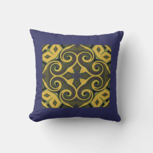 Spanish Tile Design Pillow-Blue Cushion