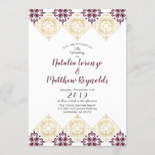Spanish Tile Pattern Wedding Invitation