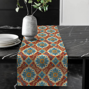 Spanish Tile Style Table Runner for Coastal Decor