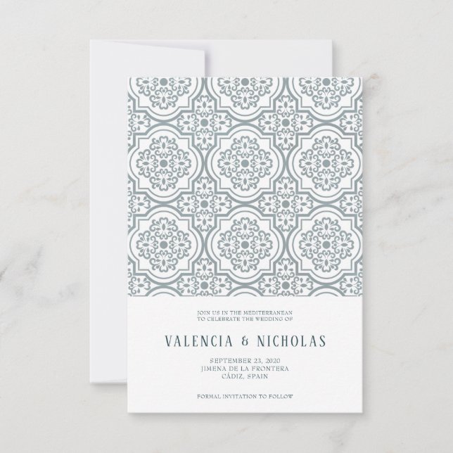 Spanish Tile Wedding Save the Date (Front)