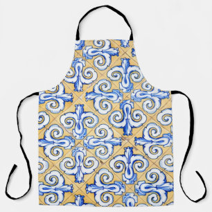 Spanish Tiles - Azulejo Blue, Yellow and White Apron