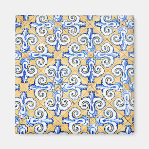 Spanish Tiles - Azulejo Blue, Yellow and White Magnet