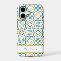 Spanish Tiles Blue Yellow and White Personalised