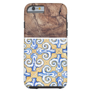 Spanish Tiles with Rustic Wood Grain Tough iPhone 6 Case
