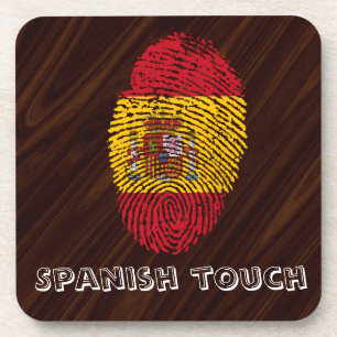 Spanish touch fingerprint flag coaster