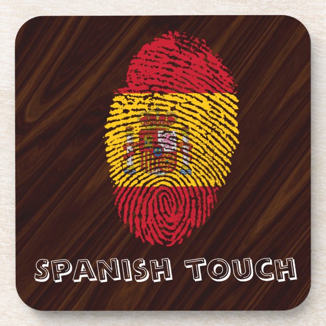 Spanish touch fingerprint flag coaster (Front)