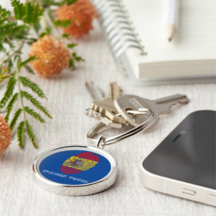 Spanish touch fingerprint flag key ring