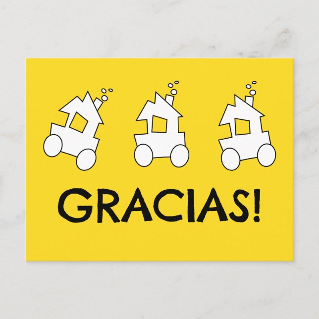 Spanish Train Birthday Thank You Postcard (Front)