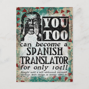 Spanish Translator Postcard - Funny Vintage Retro