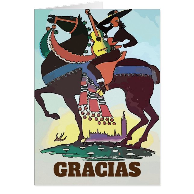 Spanish Travel Gracias, edit text  card (Front)