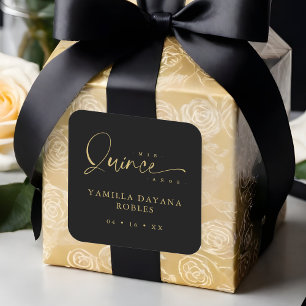 Spanish Trendy Calligraphy Quinceañera Mis XV Años Square Sticker