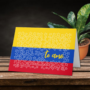 Spanish Valentine on Flag of Colombia Holiday Card