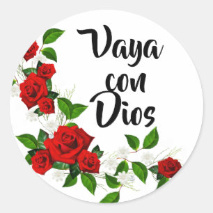 Spanish Vaya Con Dios Red Roses Go with God Classic Round Sticker