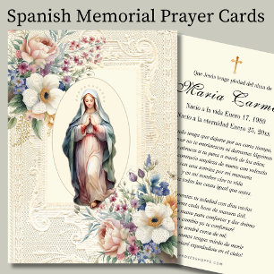 Spanish Virgin Mary Funeral Memorial Prayer Card