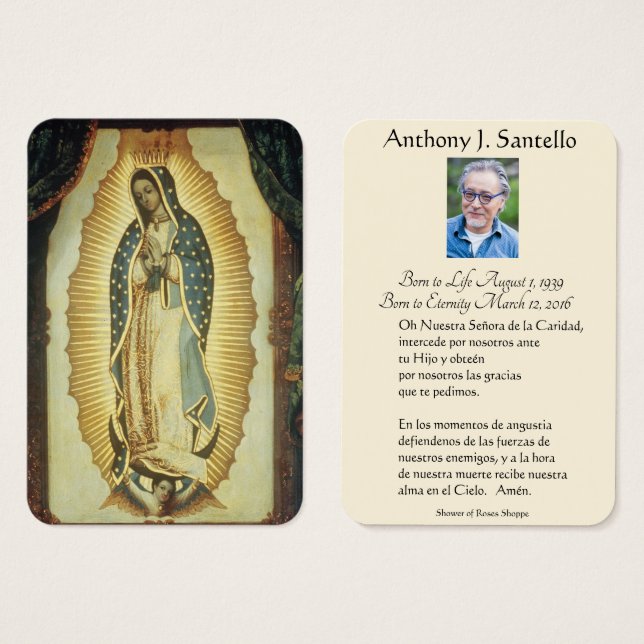 Spanish Virgin Mary Guadalupe Catholic Funeral (Front & Back)