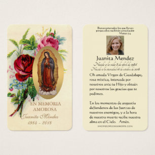 Spanish Virgin Mary Roses Religious Prayer Card