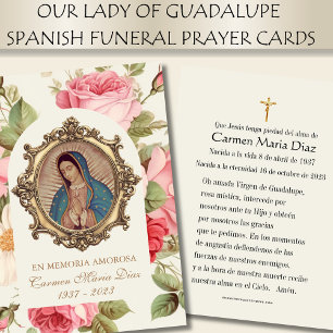 Spanish Virgin Mary Roses Religious Prayer Card